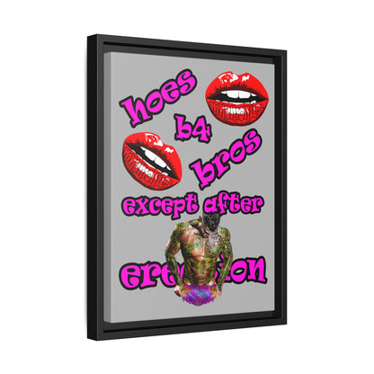 hoes b4 bros - framed canvas art (light grey)