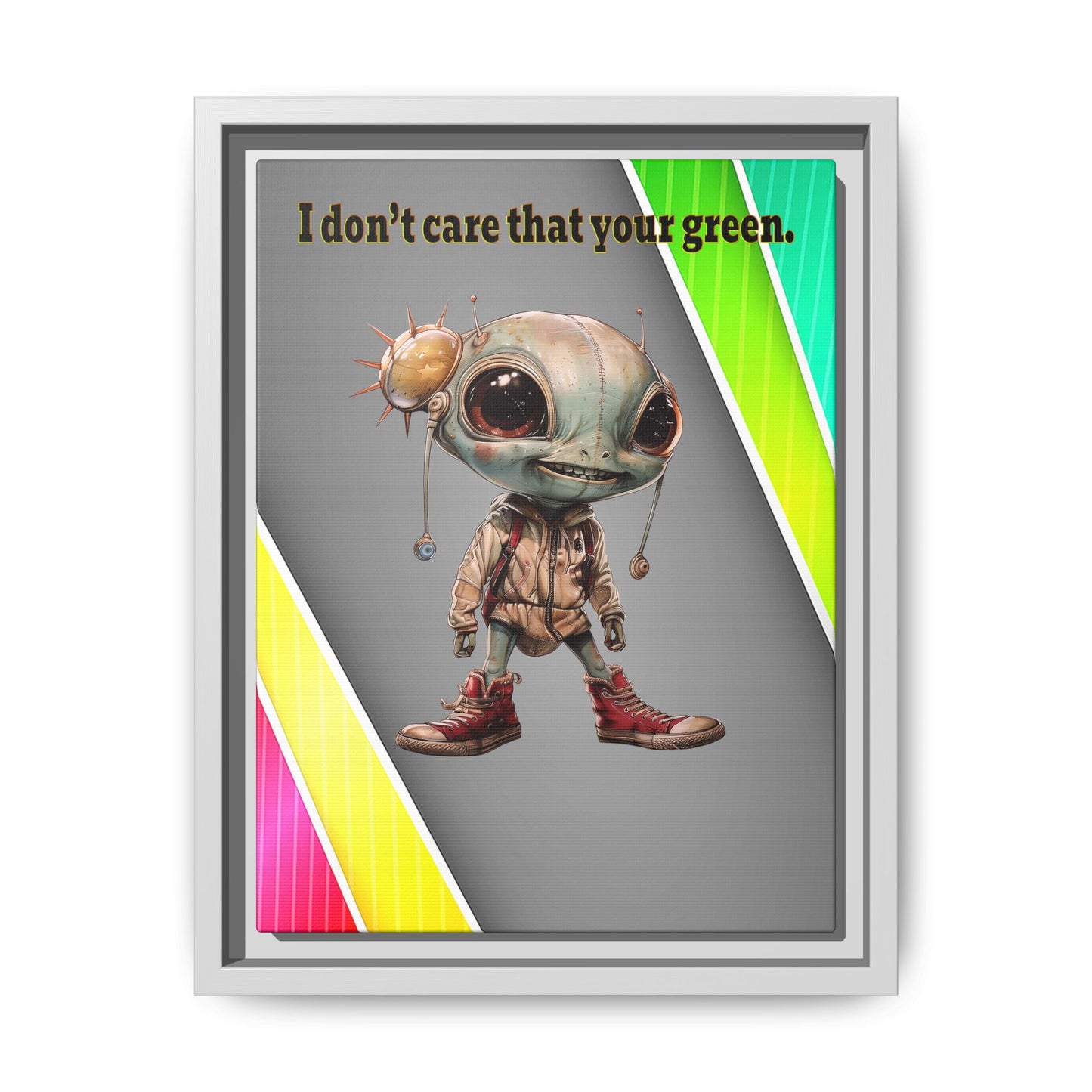 I don't care that your green - framed canvas art (rainbow split)