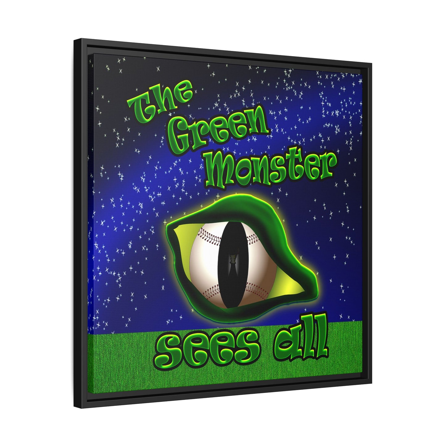 green monster - framed canvas art ('snoops' background)