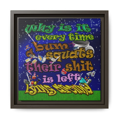 the bum's shit - framed canvas art ('snoops' background)