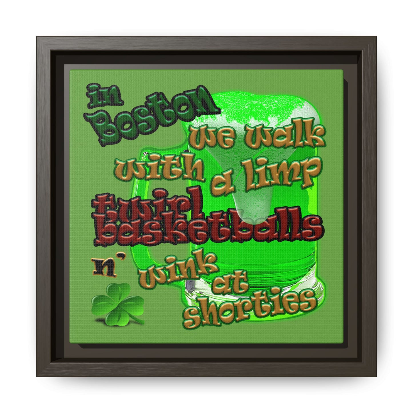 celtics logo - framed canvas art (green)