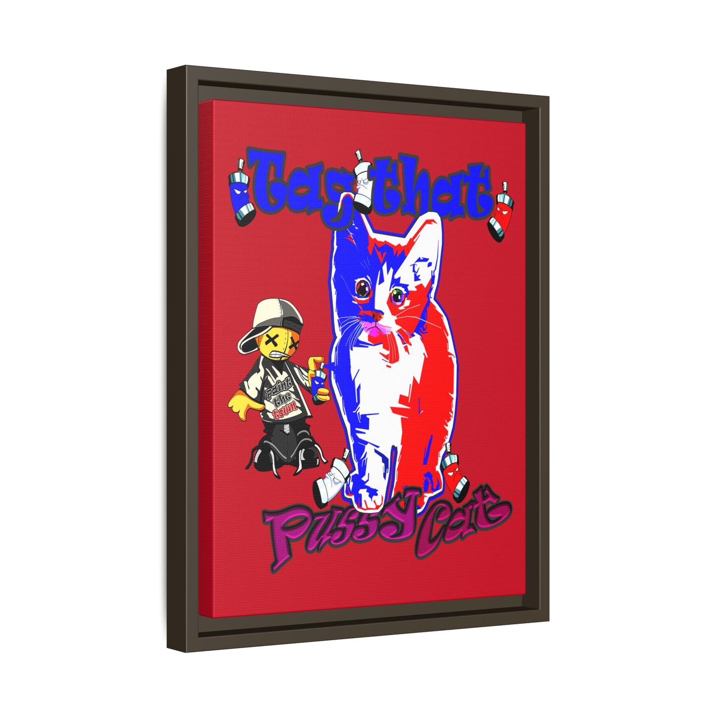 tag that - framed canvas art (dark red)