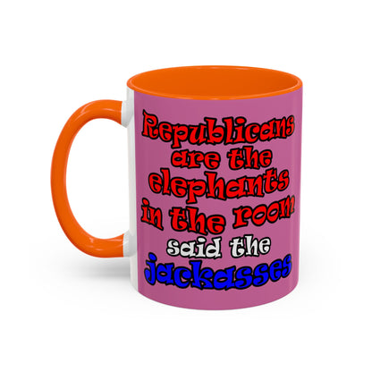 donkeys and elephants - Accent Mug (light pink)