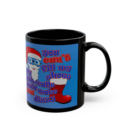 santa's shoes - Black Mug (light blue-purple wave)