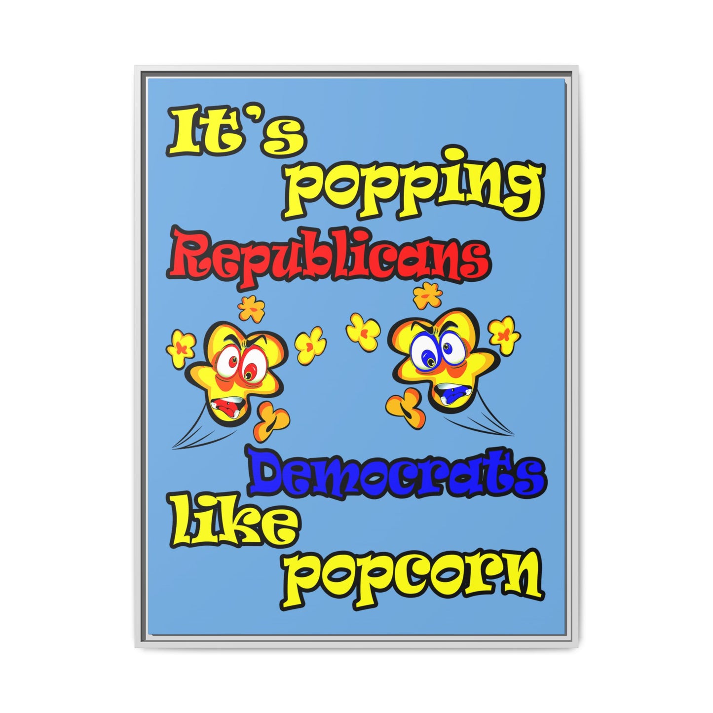 popping like popcorn - framed canvas art (light blue)