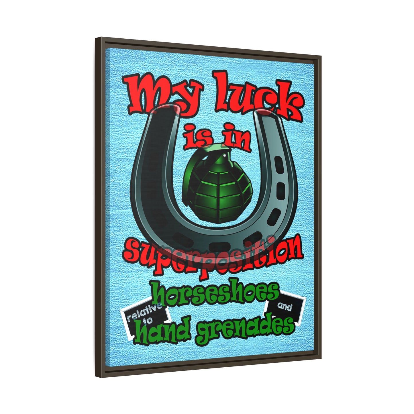 my luck - framed canvas art (faded blue)