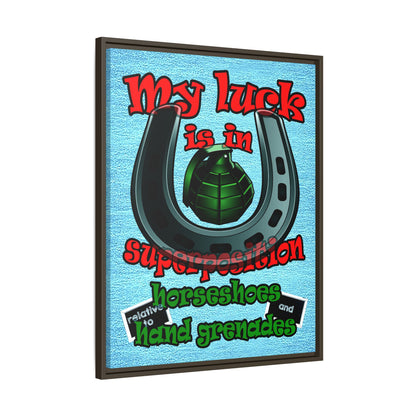 my luck - framed canvas art (faded blue)