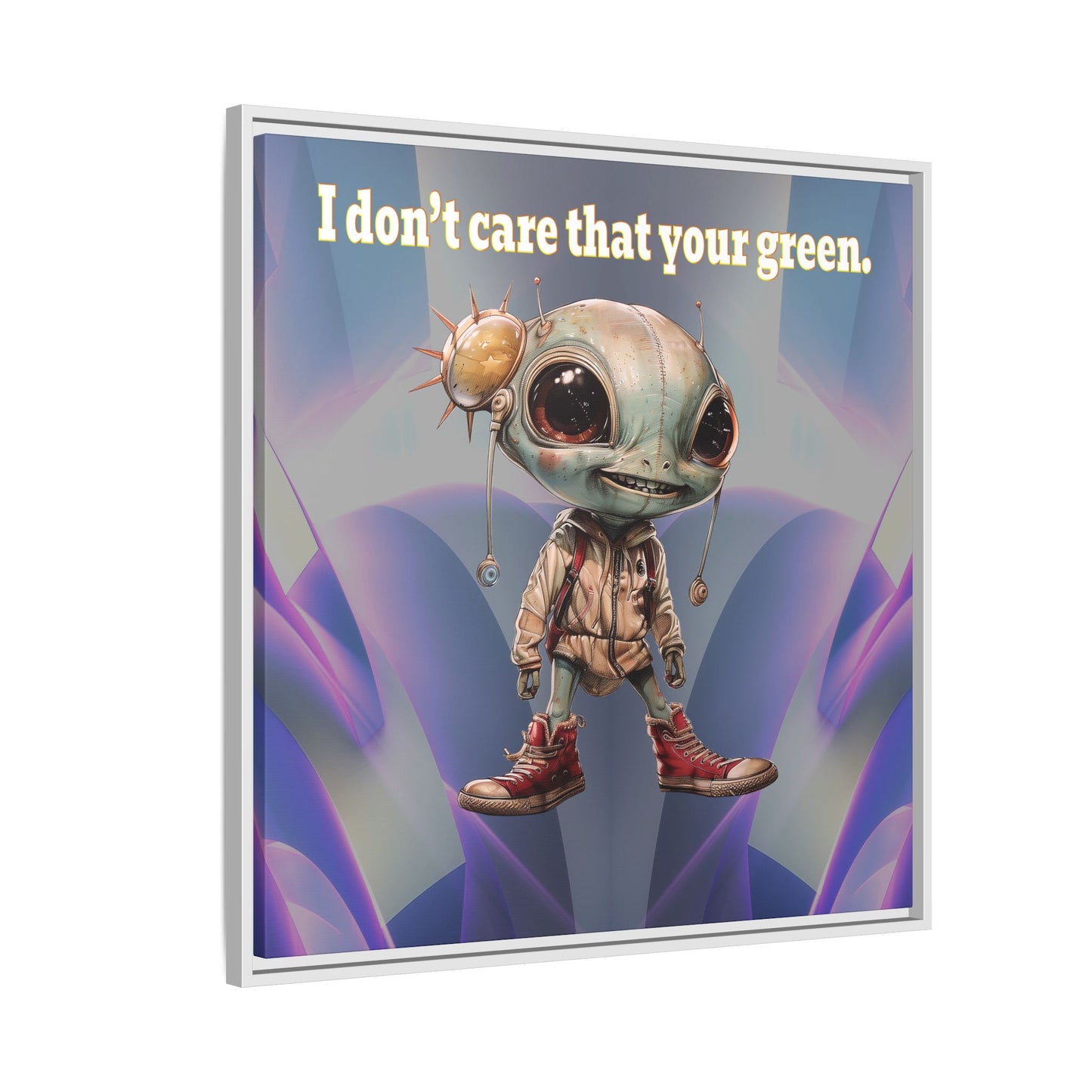 I don't care that your green - framed canvas art (grey-pink wave)
