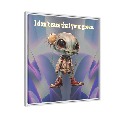 I don't care that your green - framed canvas art (grey-pink wave)