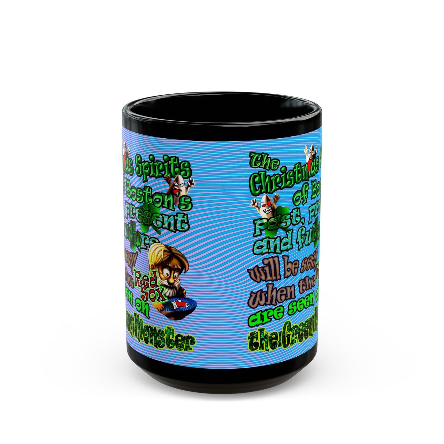 christmas spirits of boston - Black Mug (light blue-purple wave)