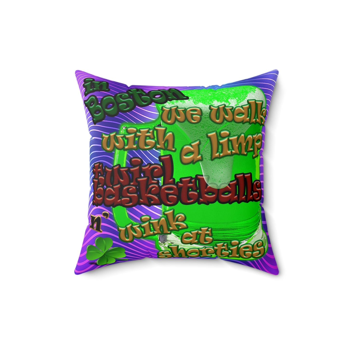 celtics logo - Faux Suede Square Pillow - (purple wave)