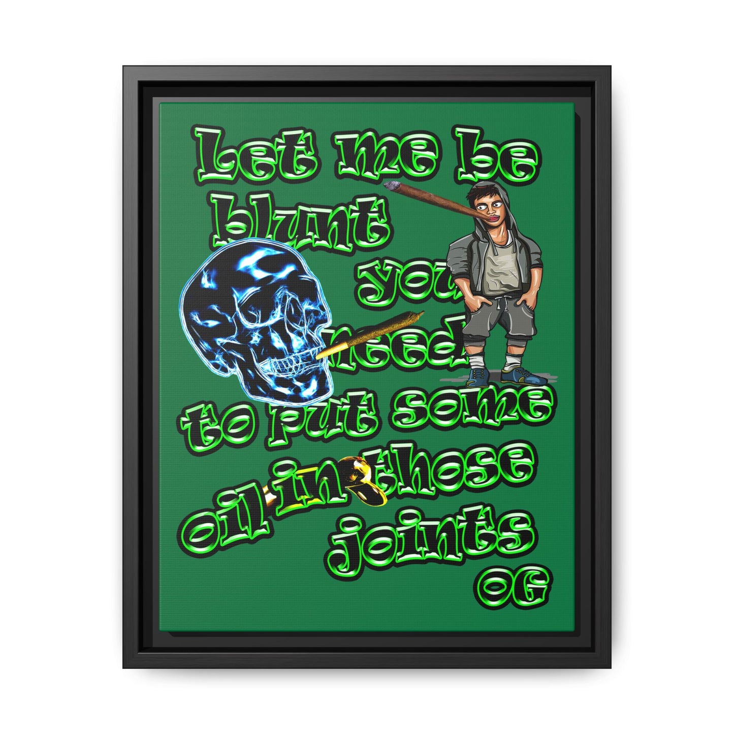 og - framed canvas art (dark green)