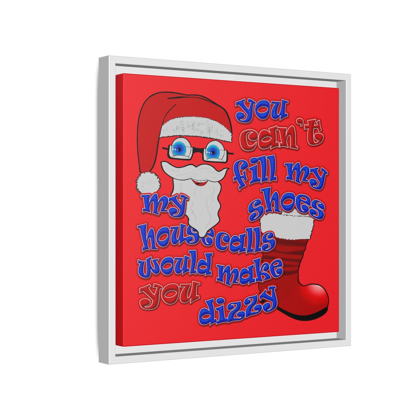 santa's shoes - framed canvas art (red)