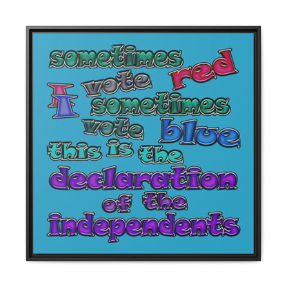 declaration of the independents - framed canvas art (turquoise)