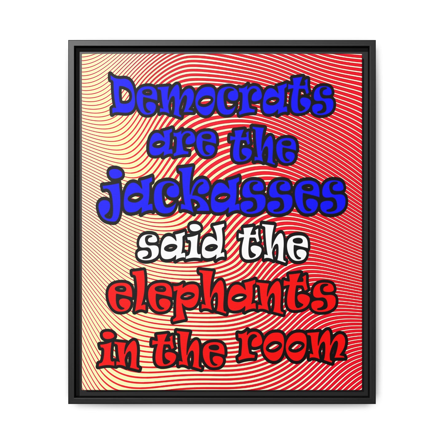 donkeys and elephants - framed canvas art (yellow-orange wave)