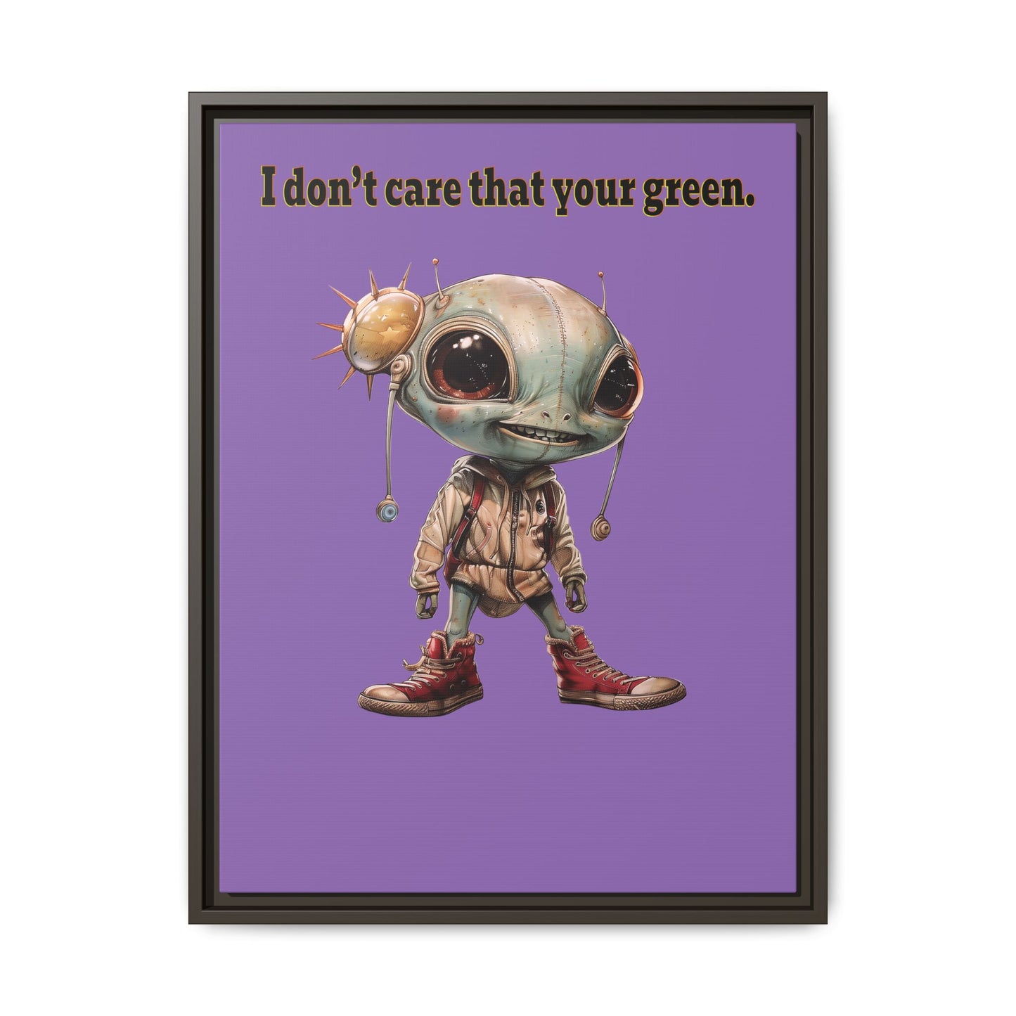 I don't care that your green - framed canvas art (light purple)