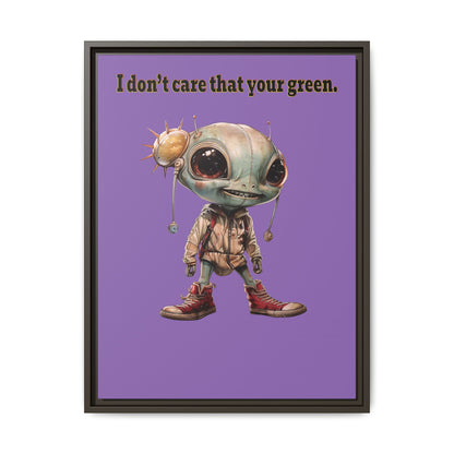 I don't care that your green - framed canvas art (light purple)
