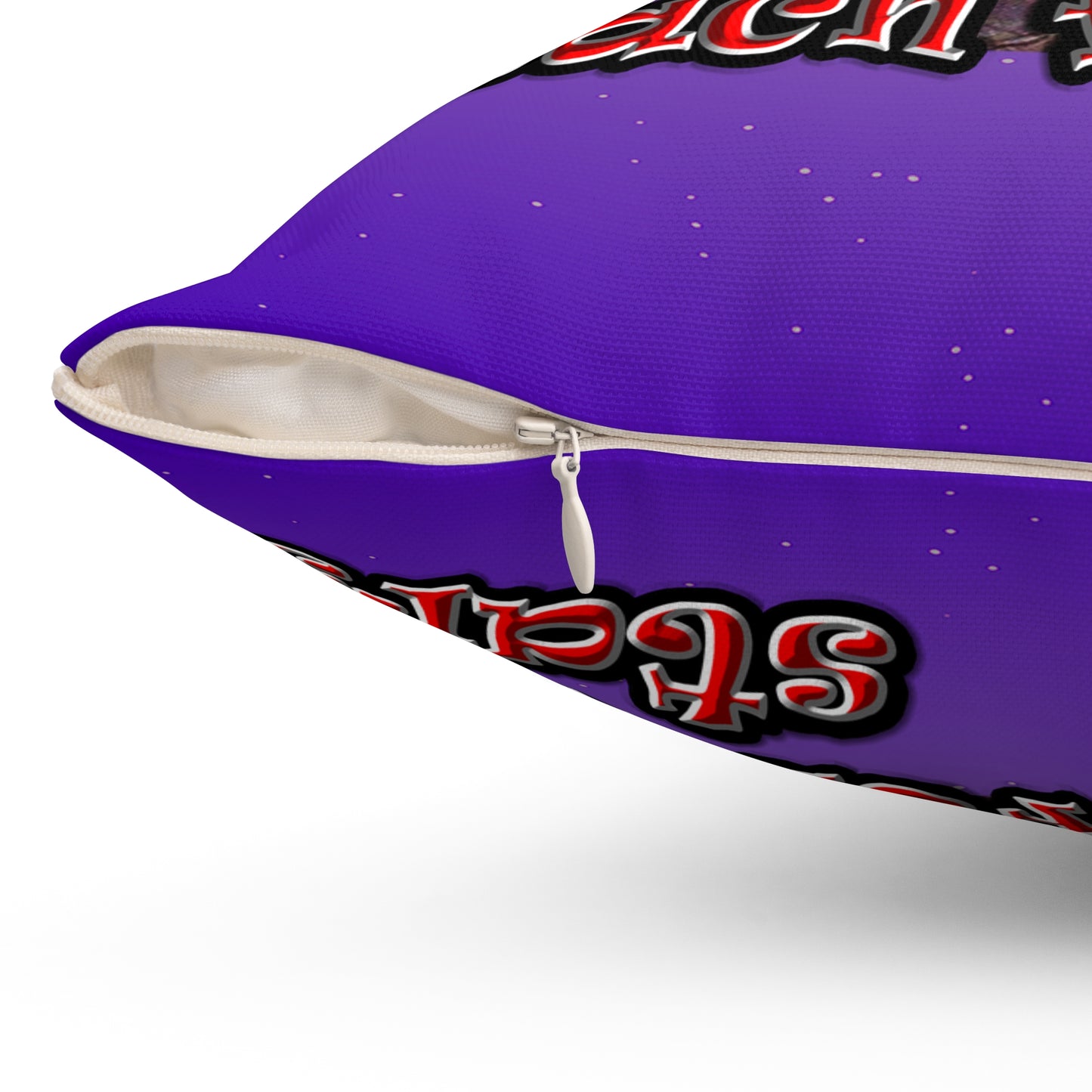 defy conquer reach - Spun Polyester Square Pillow - (purple-pink wave)