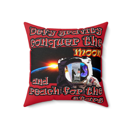 defy conquer reach - Spun Polyester Square Pillow - (dark red)