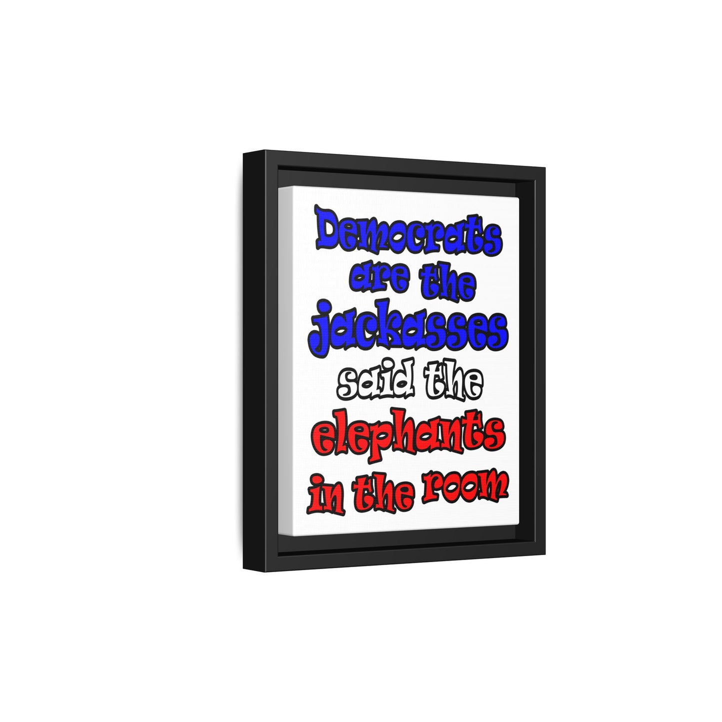 donkeys and elephants - framed canvas art (white)