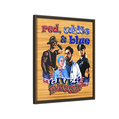 rw&b lives matter - framed canvas art (butterscotch wood finish)
