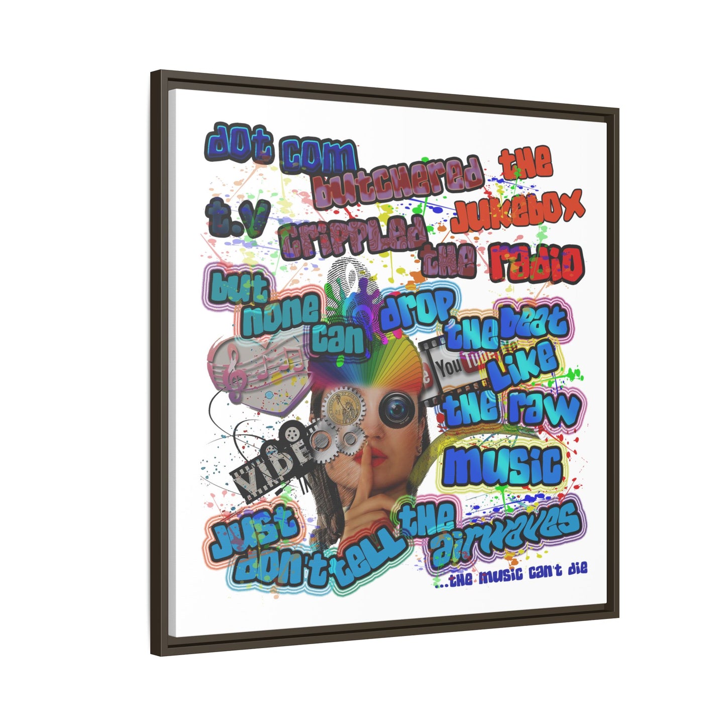drop the beat - framed canvas art (white)
