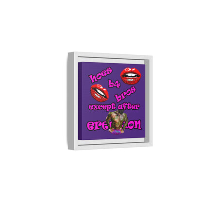 hoes b4 bros - framed canvas art (purple)