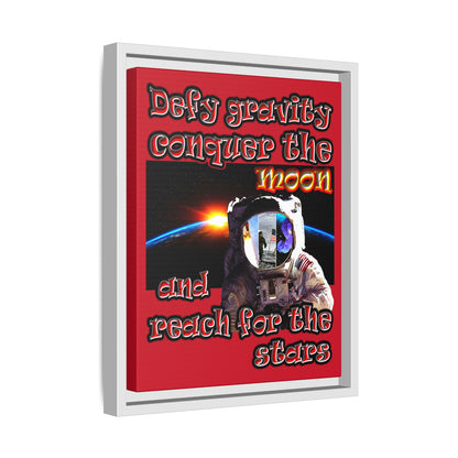 defy conquer reach - framed canvas art (dark red)