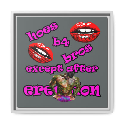 hoes b4 bros - framed canvas art (dark grey)