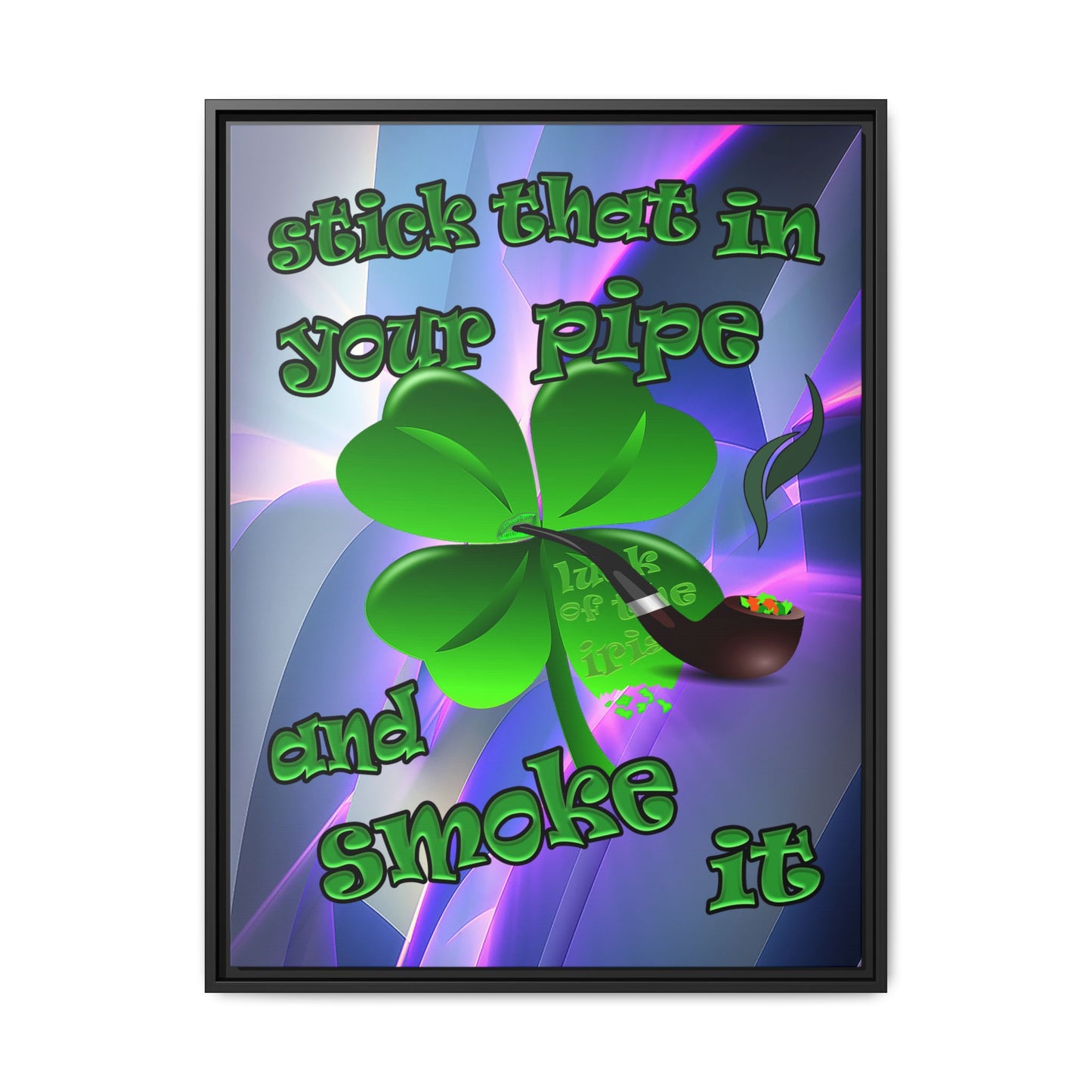 stick that in your pipe and smoke it - framed canvas art (grey-pink wave)