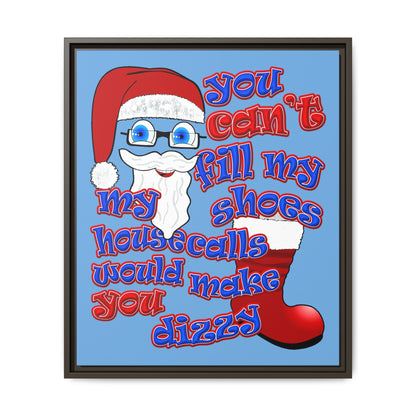 santa's shoes - framed canvas art (light blue)