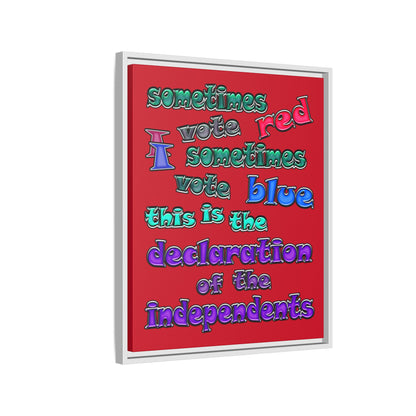 declaration of the independents - framed canvas art (dark red)
