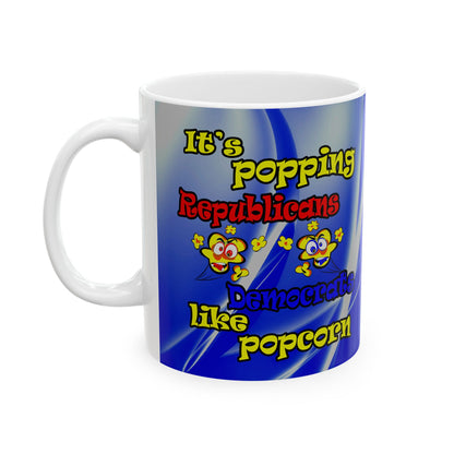 popping like popcorn - White Mug (blue-white wave)
