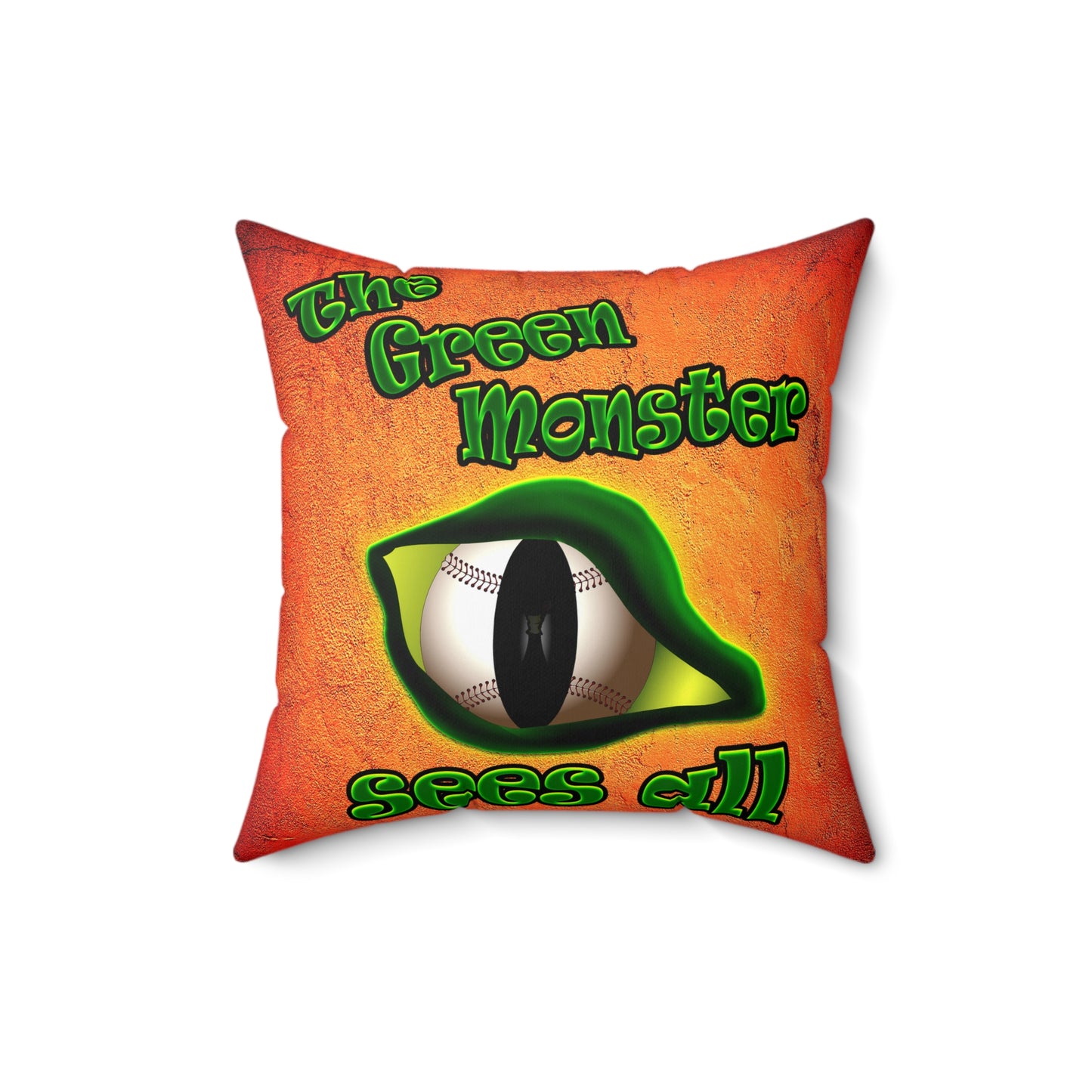 green monster - Spun Polyester Square Pillow - (burnt orange)