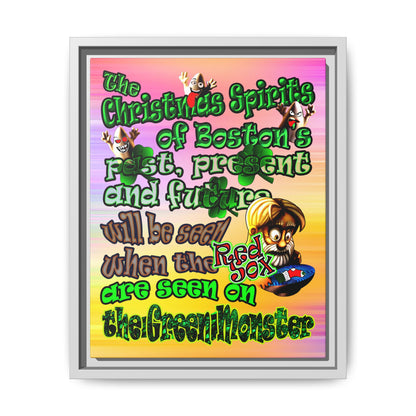 christmas spirits of boston - framed canvas art (color blur)