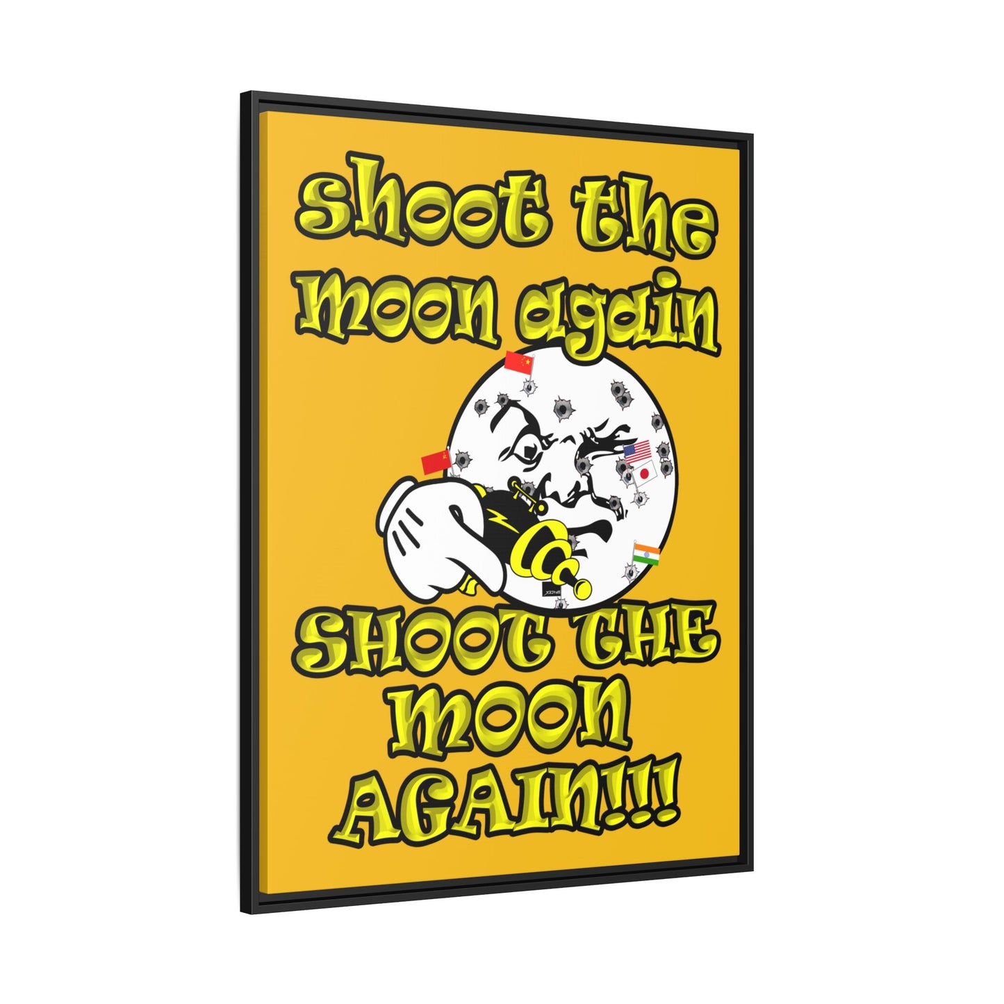 shoot the moon again - framed canvas art (yellow)