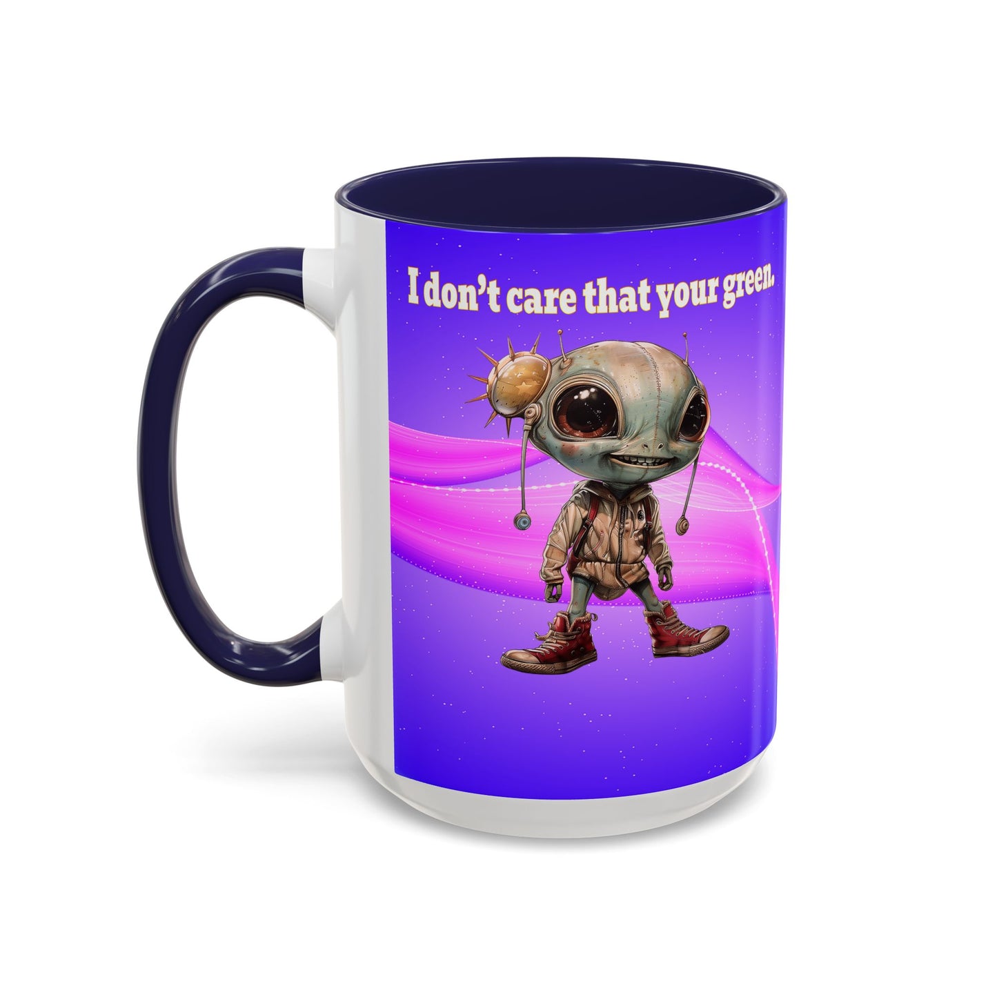 I don't care that your grey - Accent Mug (purple-pink wave)