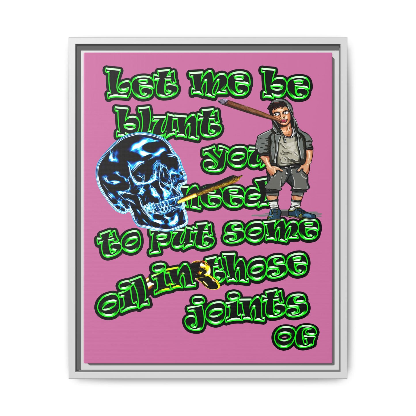 og - framed canvas art (light pink)