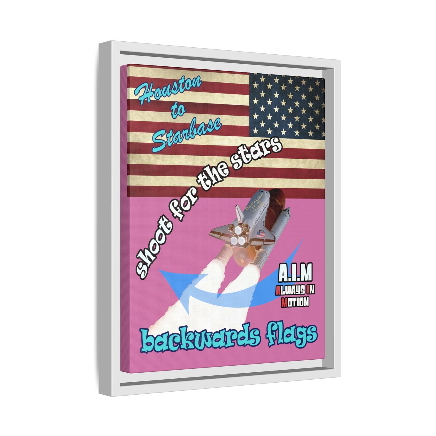 shoot for the stars - framed canvas art (light pink)
