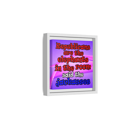 donkeys and elephants - framed canvas art (purple-pink wave)