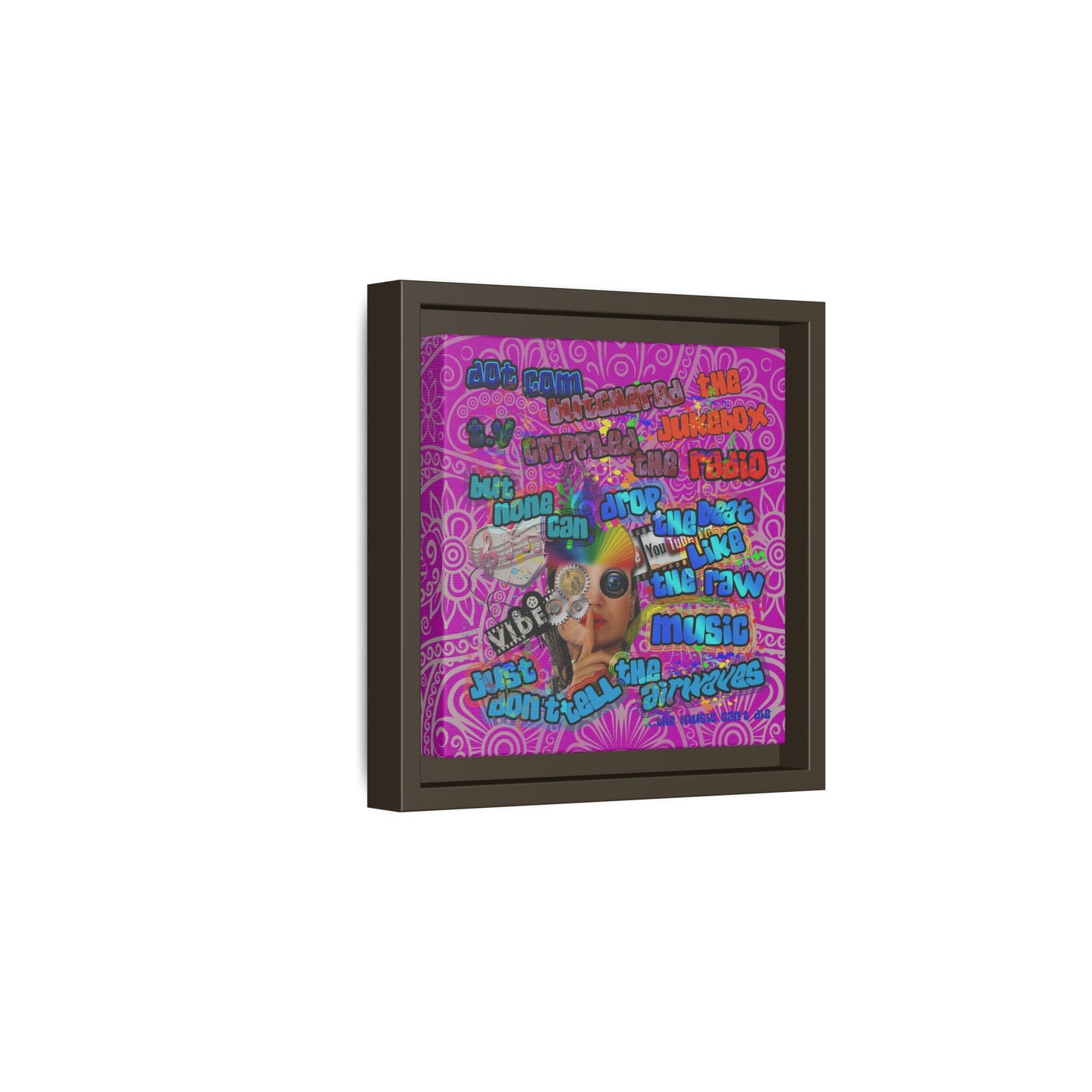 drop the beat - framed canvas art (pink swirl)