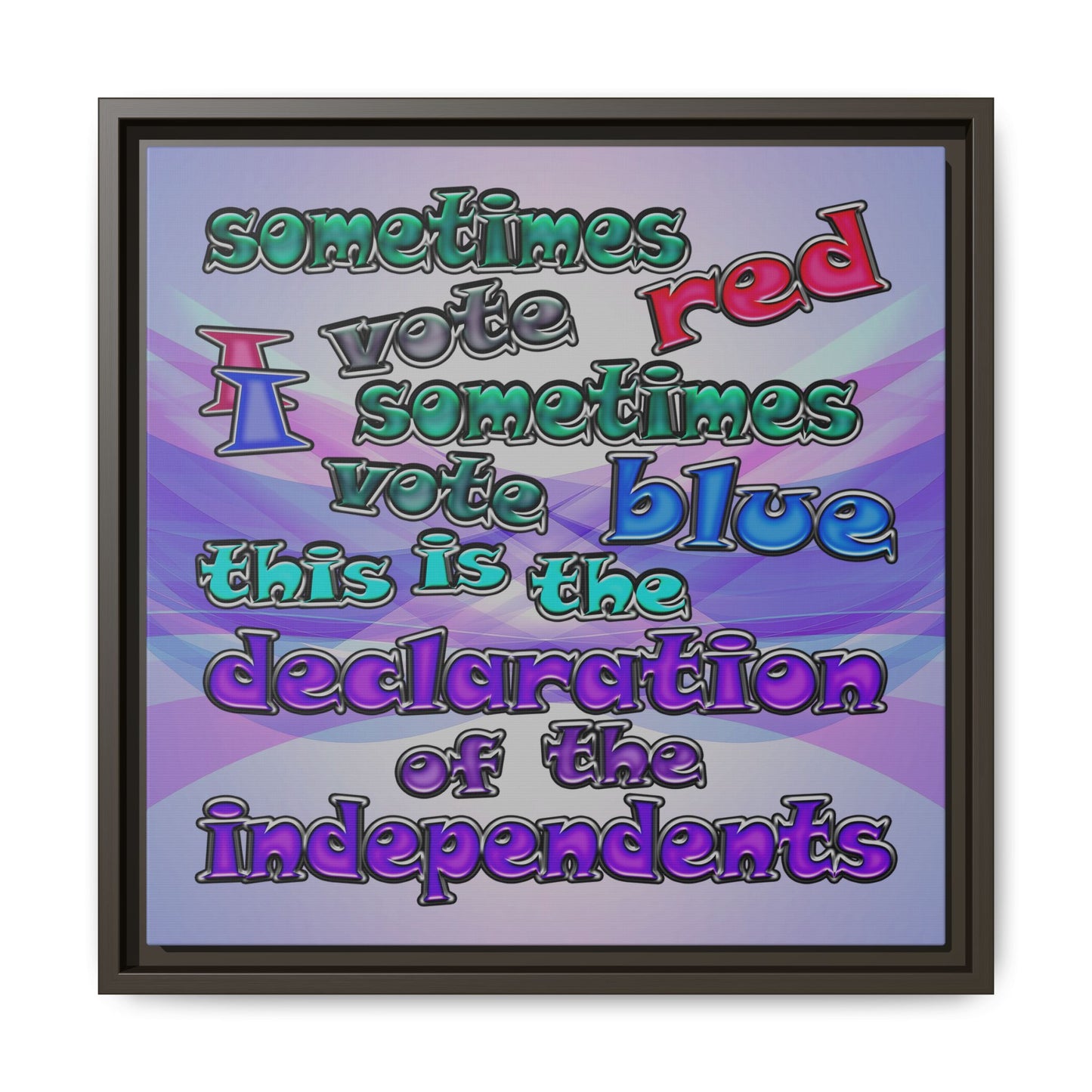 declaration of the independents - framed canvas art (light blue-pink wave)