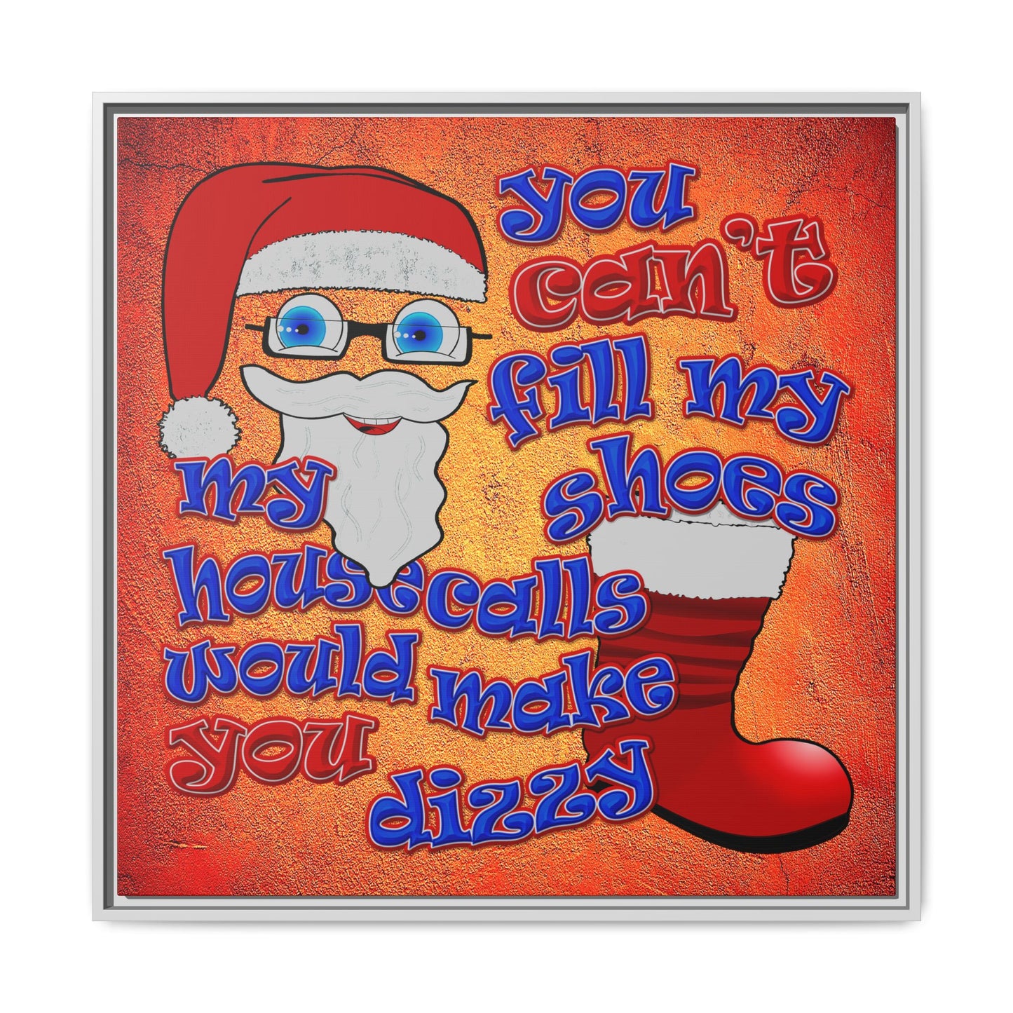 santa's shoes - framed canvas art (burnt orange)