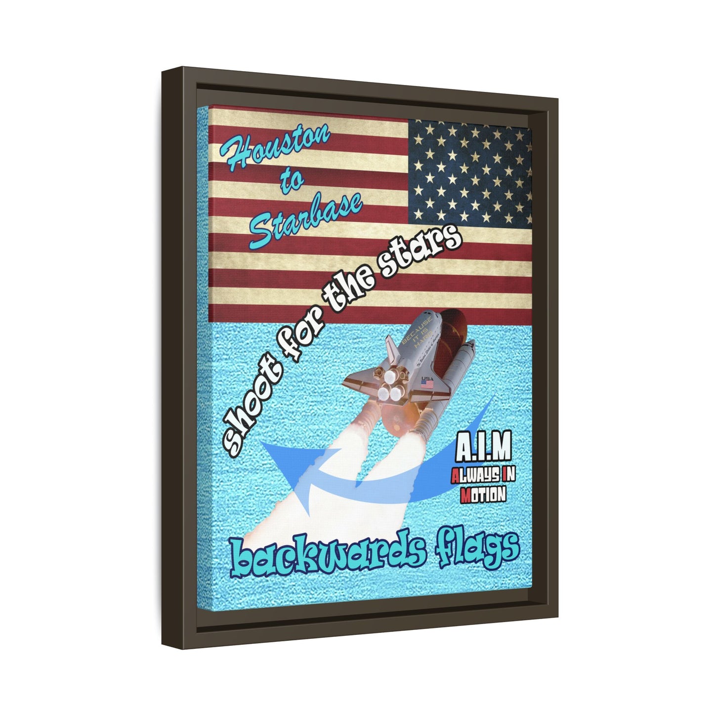 shoot for the stars - framed canvas art (faded blue)