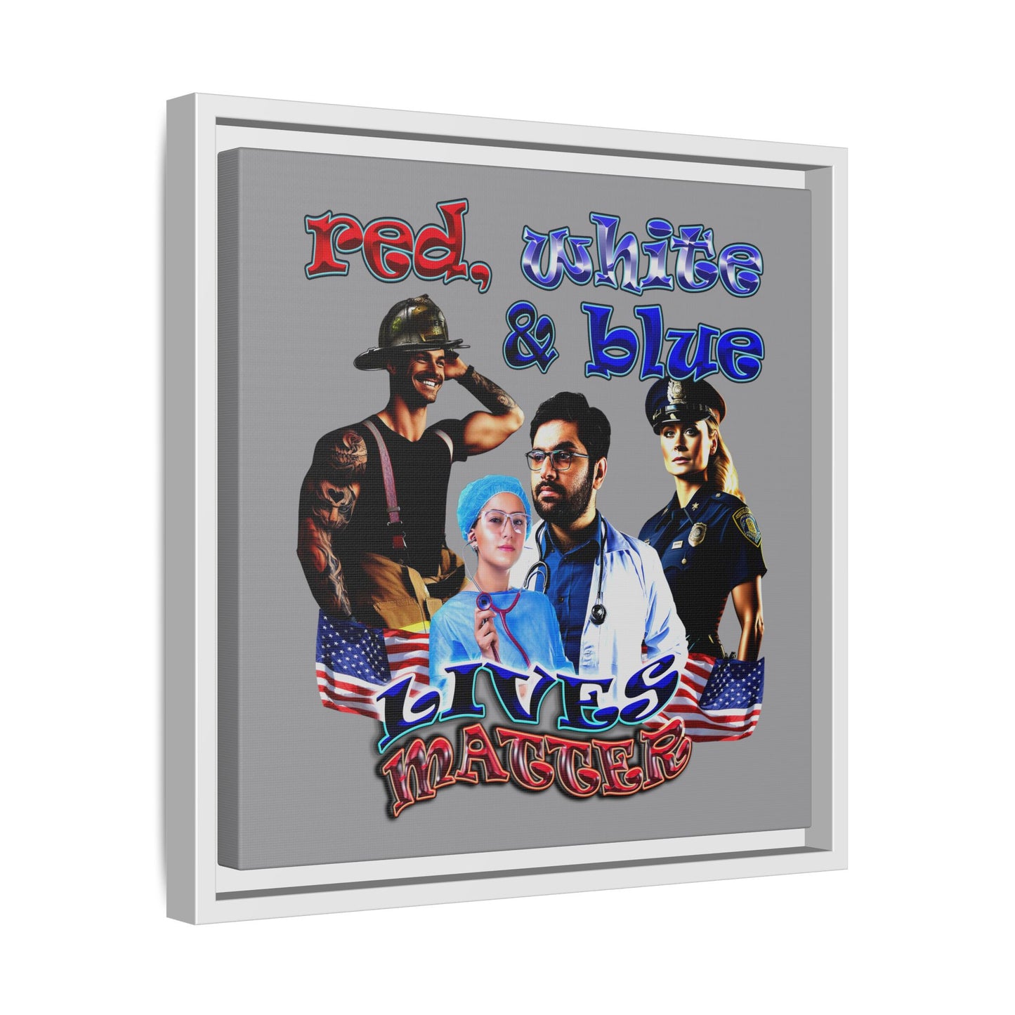 rw&b lives matter - framed canvas art (grey)
