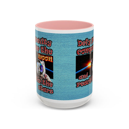 defy conquer reach - Accent Mug (faded blue)