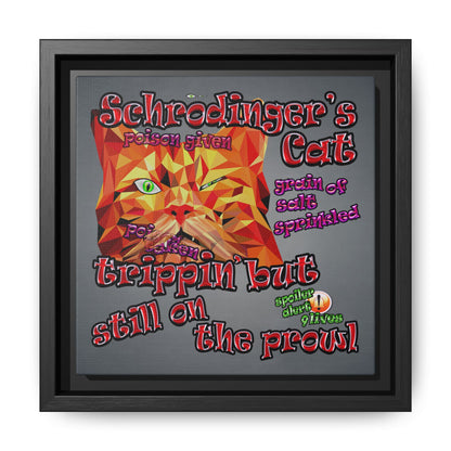 schrodinger's cat - framed canvas art (grey-light grey)