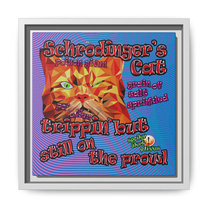 schrodinger's cat - framed canvas art (light blue-purple wave)