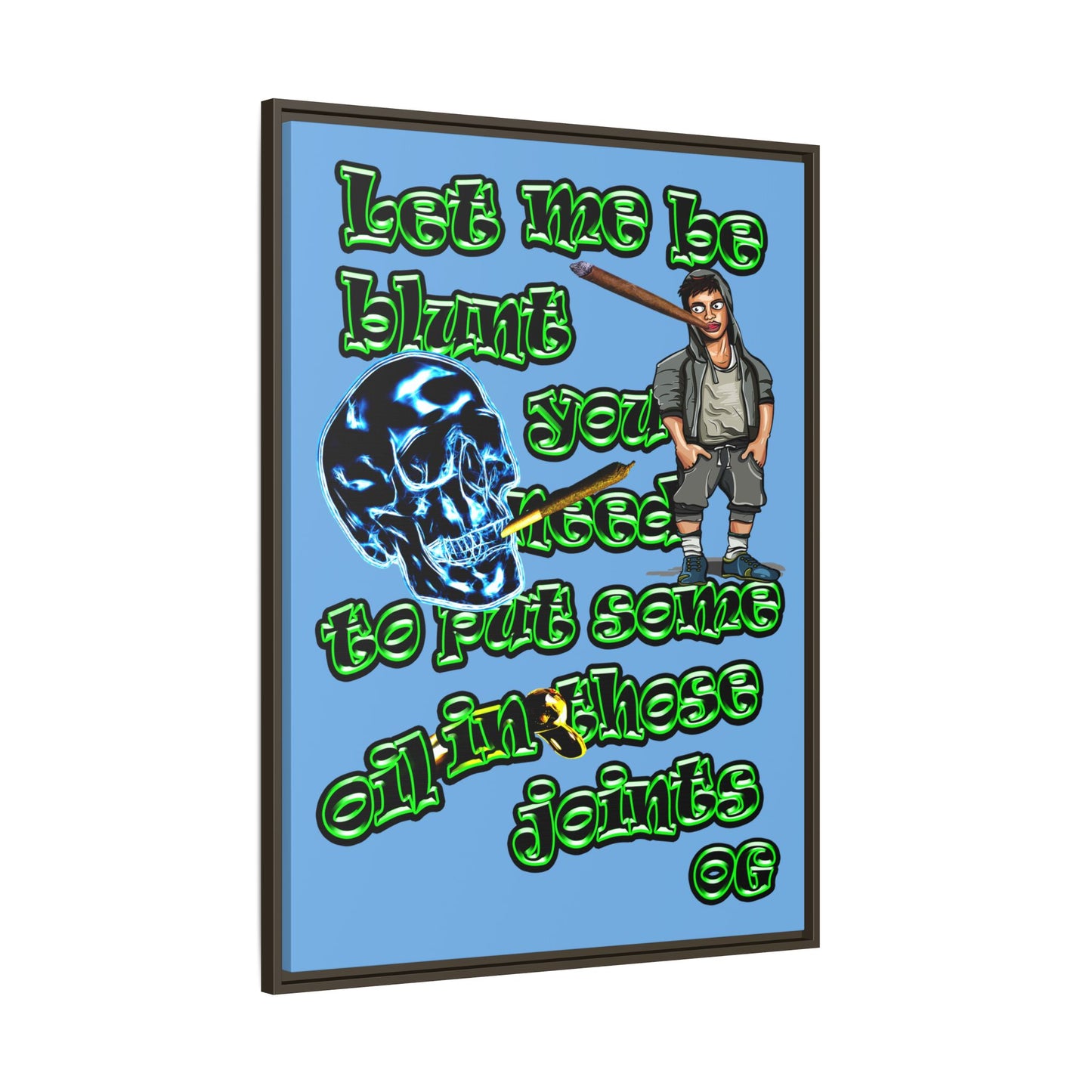 og - framed canvas art (light blue)