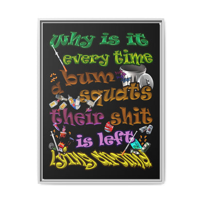 the bum's shit - framed canvas art (black)
